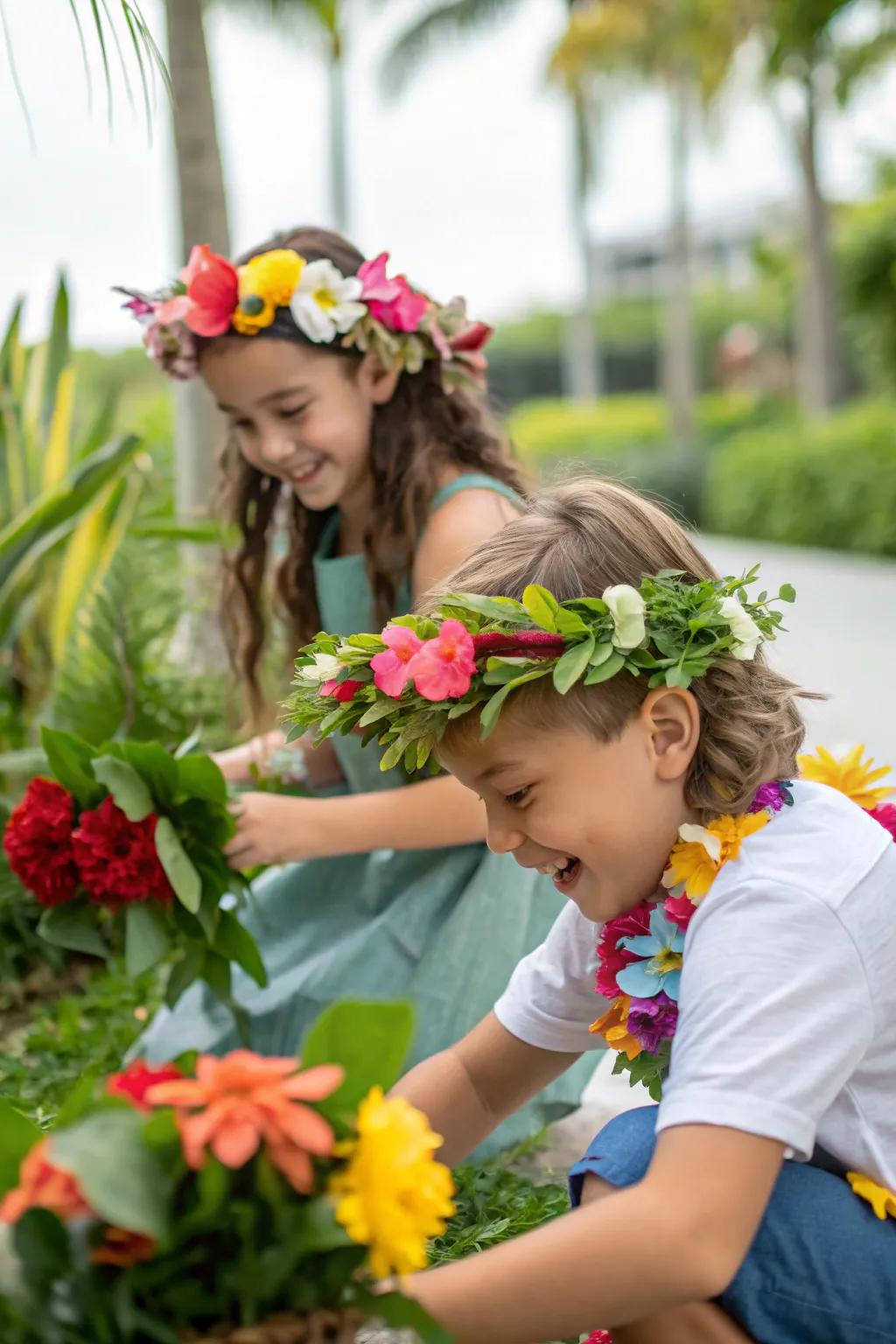 Creative play with DIY flower crowns