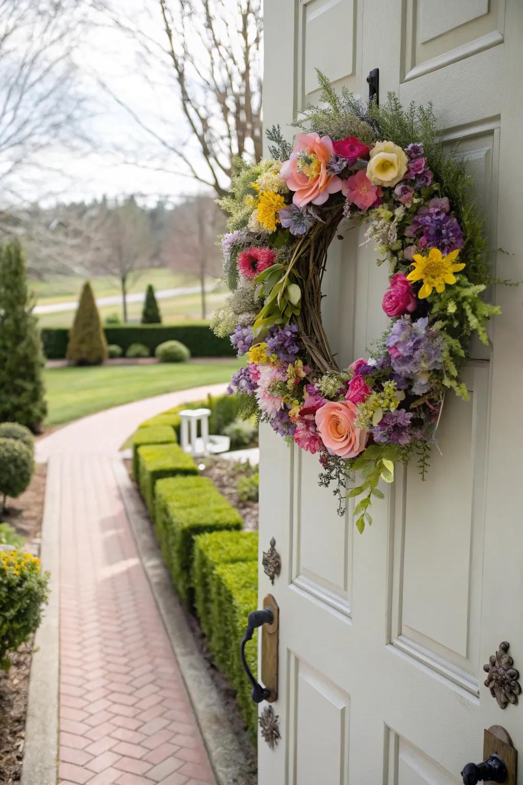A do-it-yourself crown is an ideal way to greet spring at your threshold.