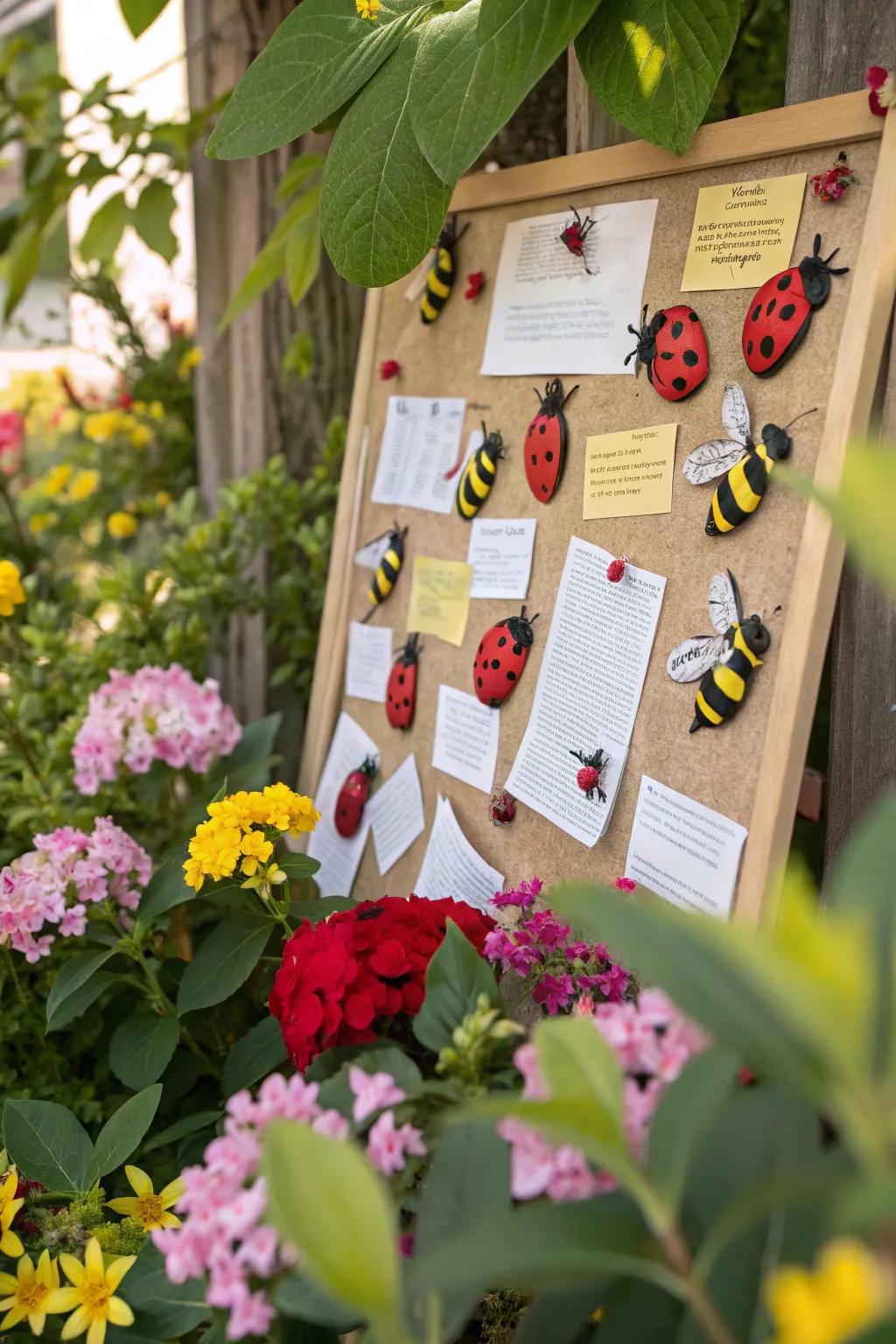 Bees and ladybugs adding charm to the spring bulletin board.