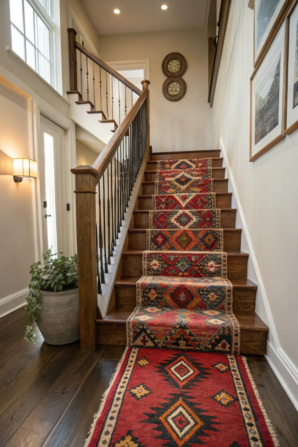 A statement rug on your stair landing can add warmth and character.