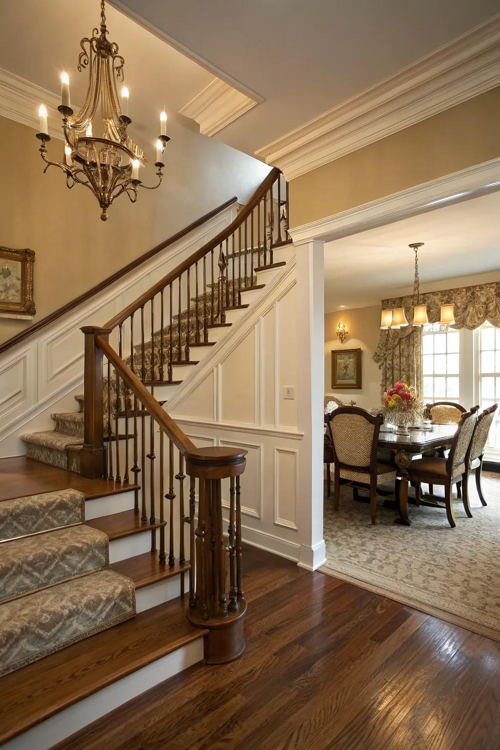 Mid-wall paneling brings balance and refinement to your staircase.