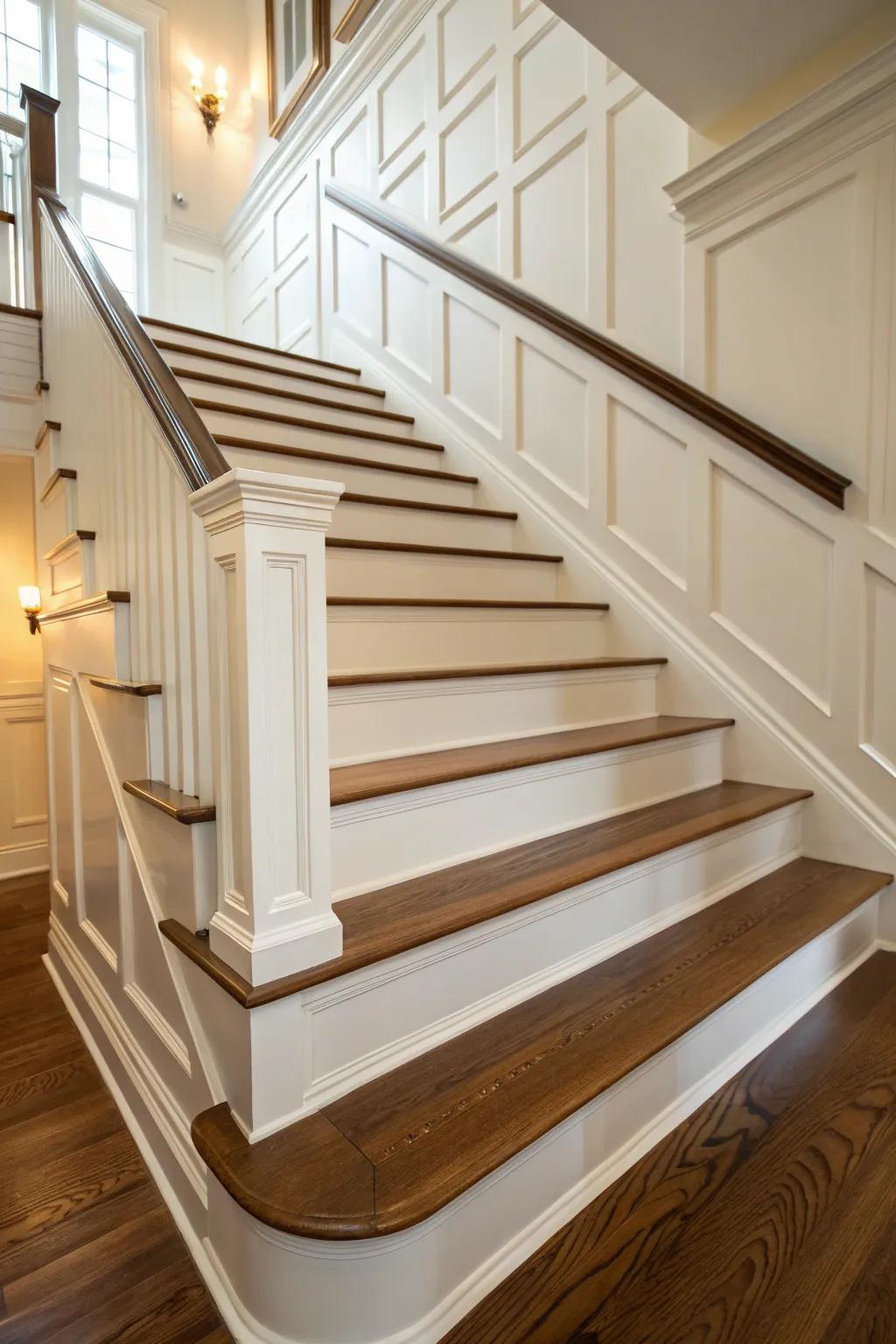 Trimmed baseboards amplify the architectural elements of your staircase.