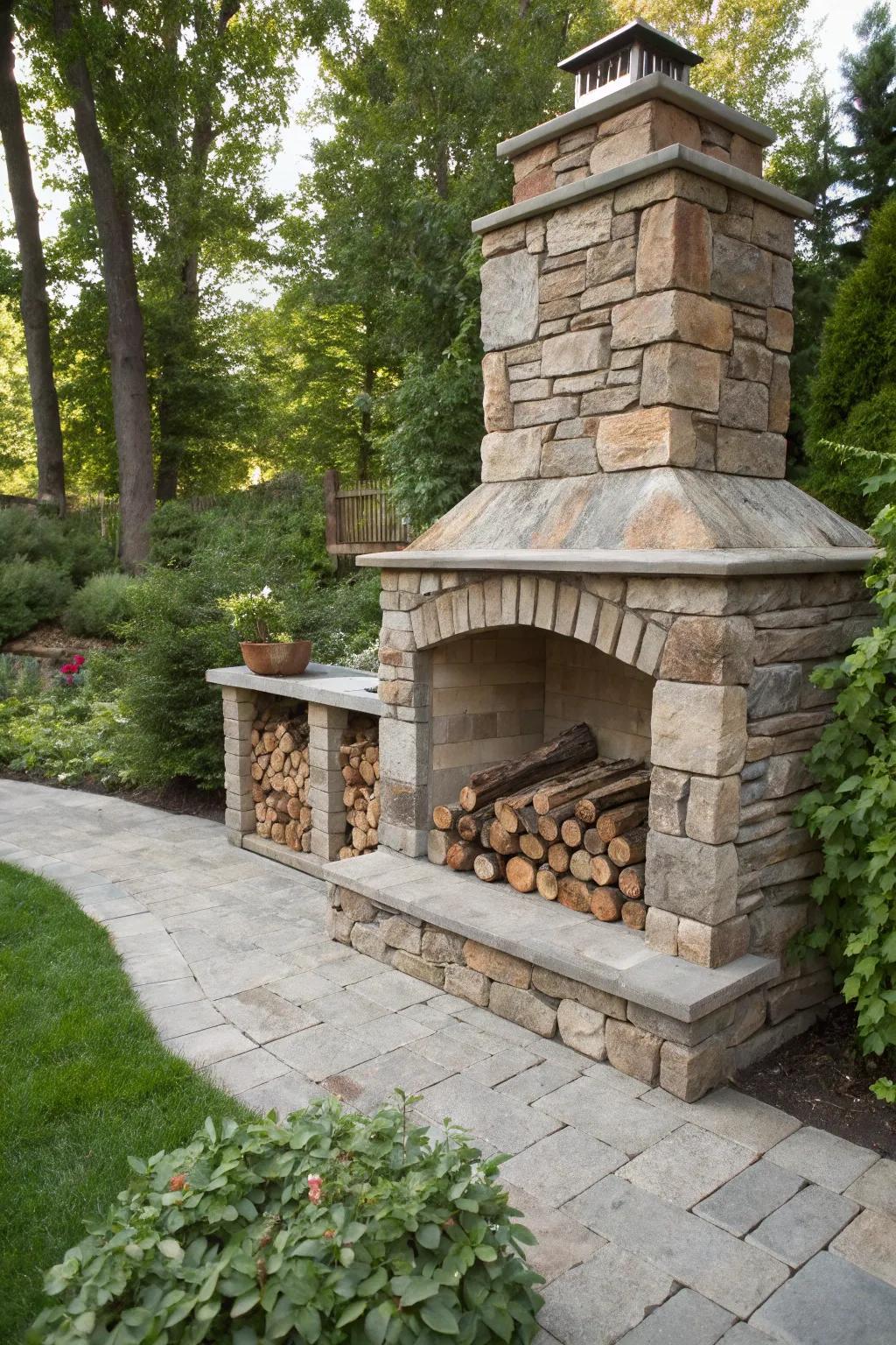 Practical and fashionable: fireplaces offering wood storage.