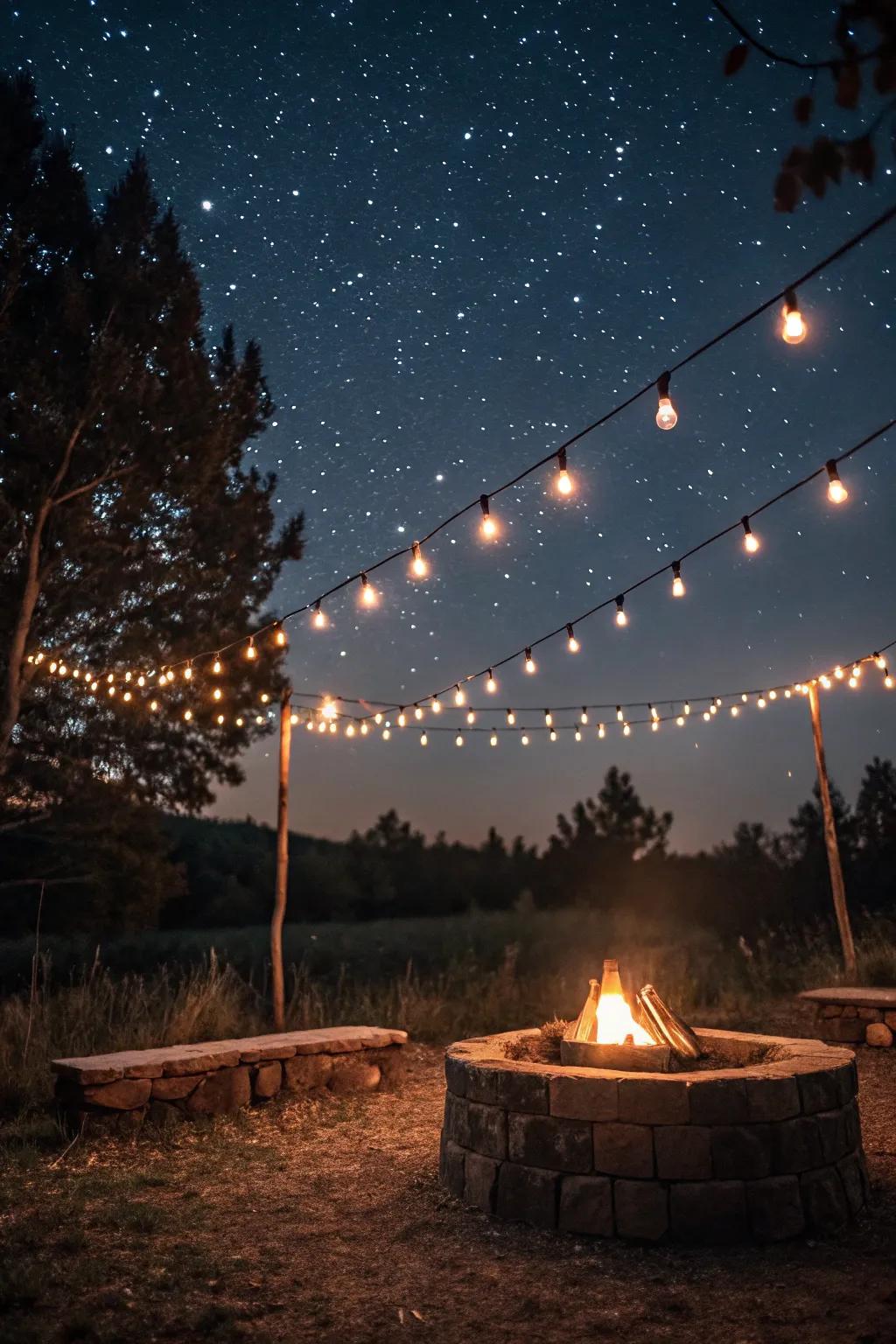 Thin wires create a magical, floating light illusion.