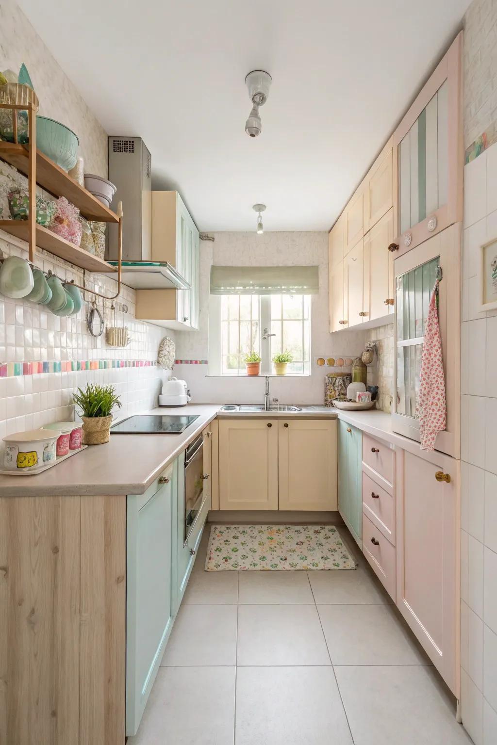 Light colors enhance the feeling of space in a studio kitchen.