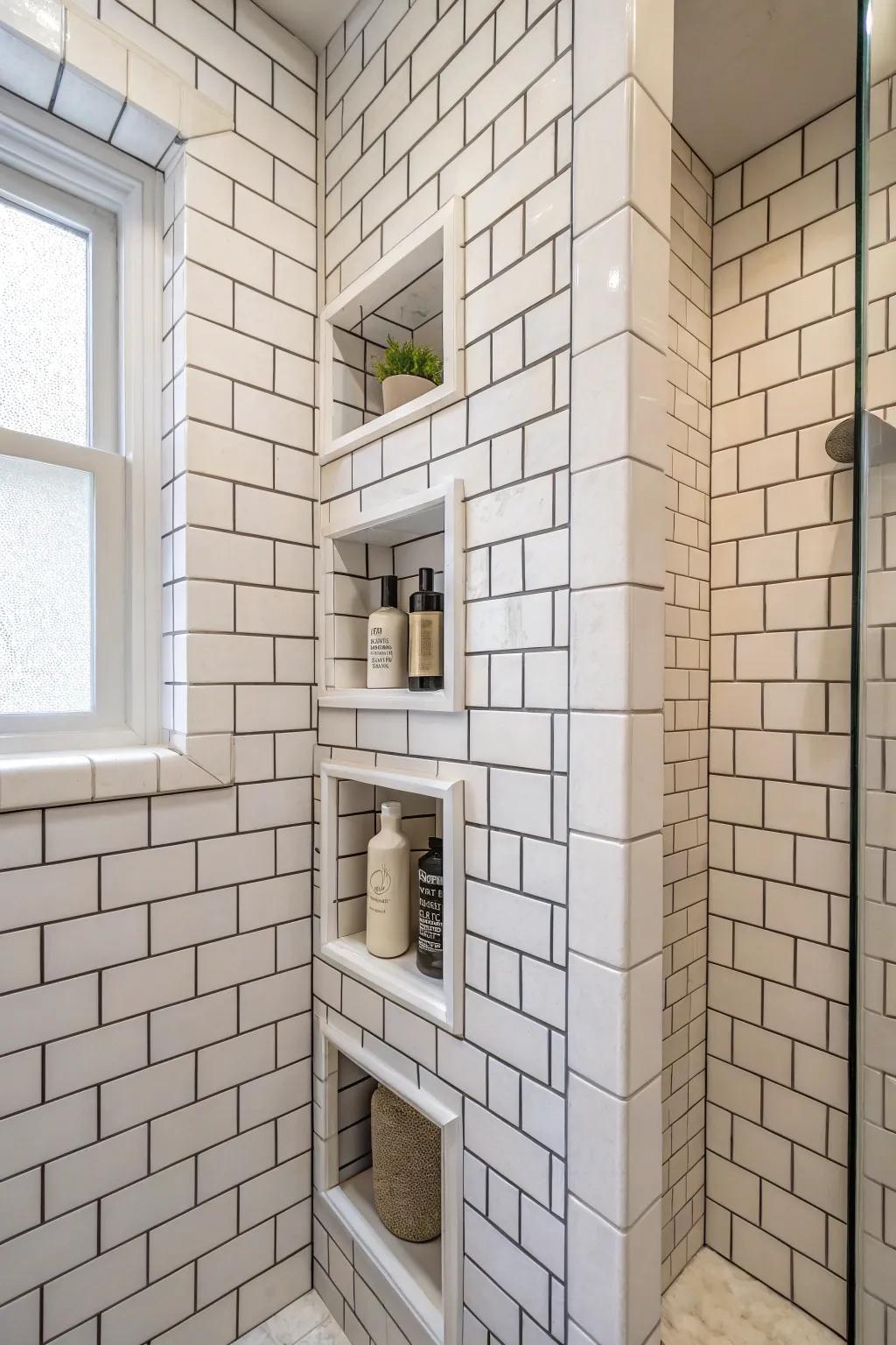 Stacked niches for organized storage.