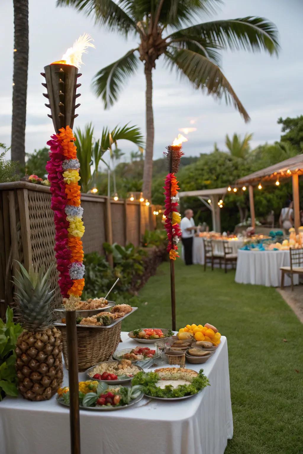 Transport your guests to Hawaii with a tropical luau.