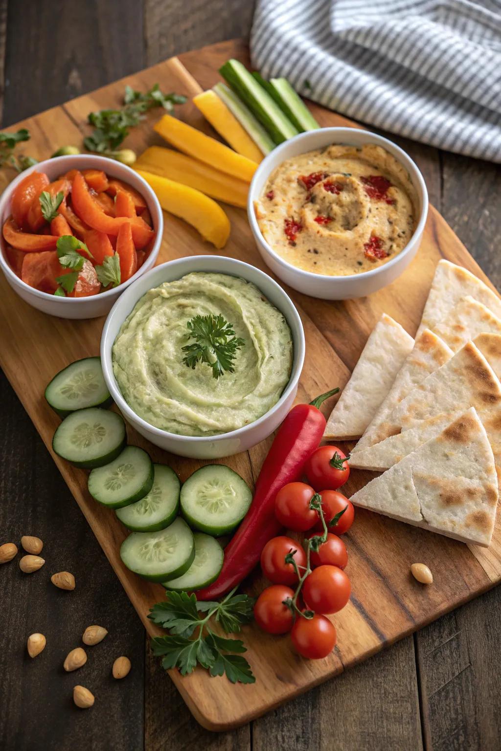 An array of delectable dips and spreads ready for guests.