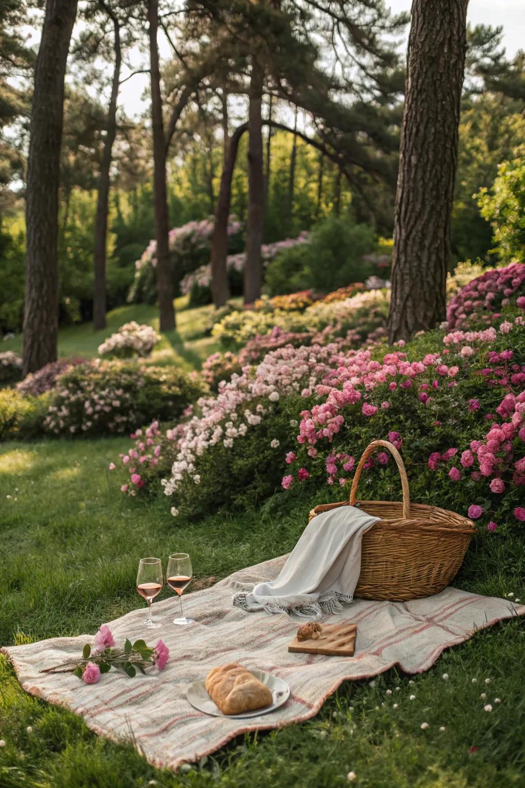 A peaceful garden oasis perfect for a summer picnic