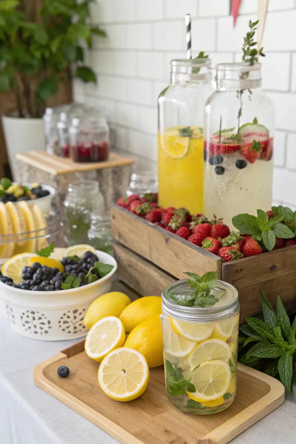 A revitalizing citrus quencher kiosk ideal for quenching guest thirst.