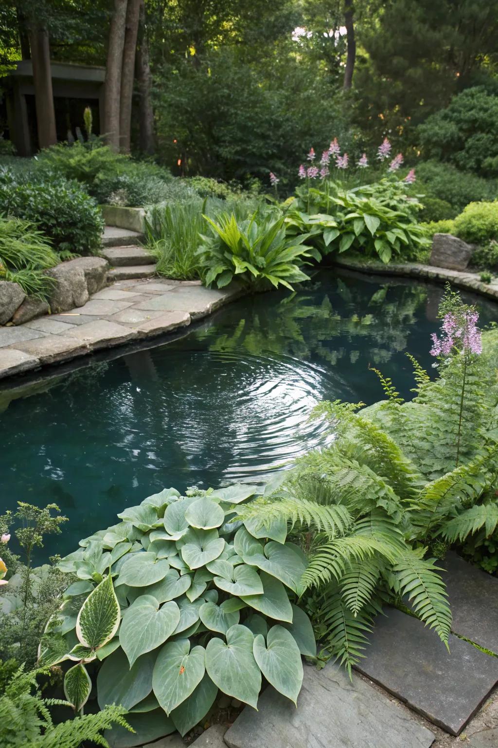 Abundant plants surrounding the pond elevate its unspoiled appeal.