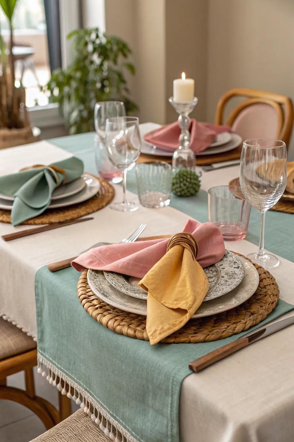 Unified color coordination creating an elegant table arrangement.
