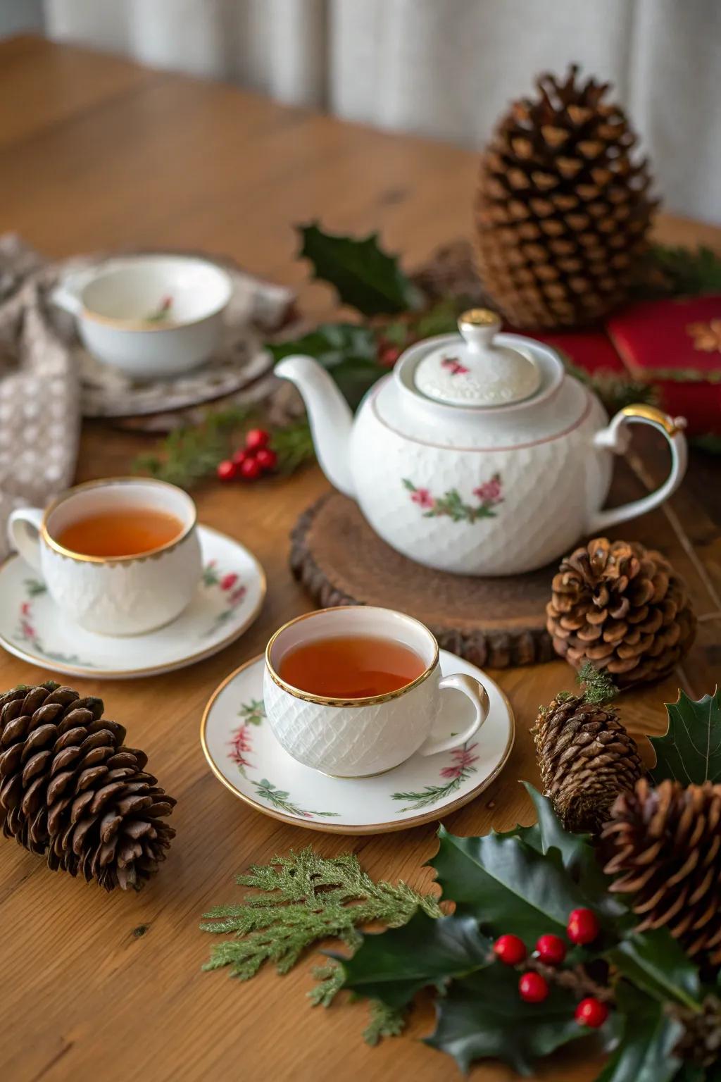 A celebratory tea collection layout with seasonal touches.