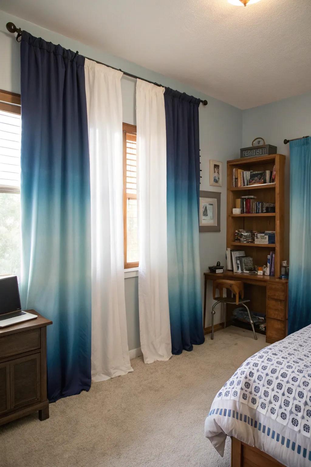 Fading window coverings add a subtle infusion of color.