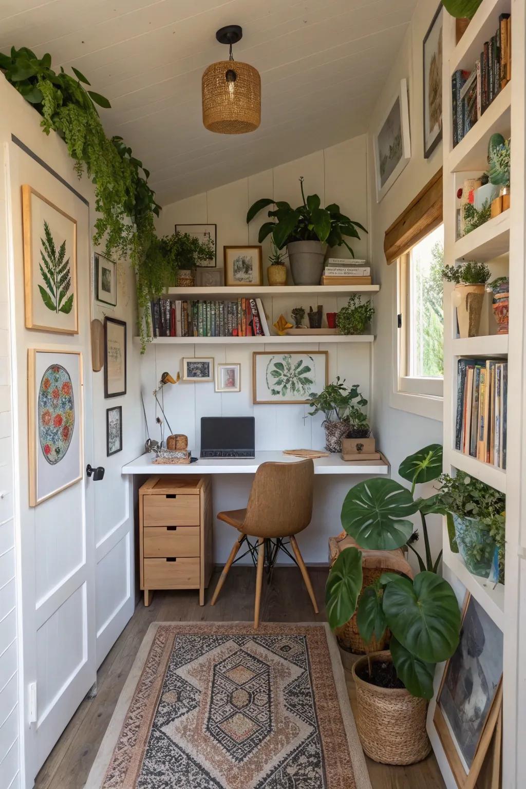 Personal embellishments impart warmth and individuality to your small office space.