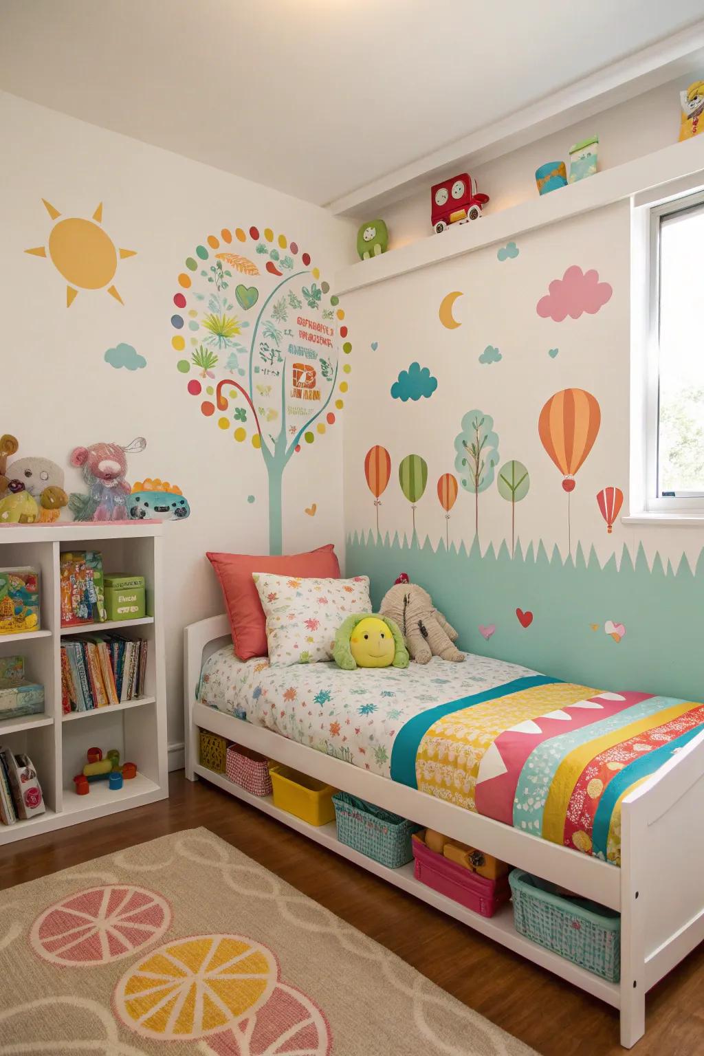Walls adorned with art that tells a story.