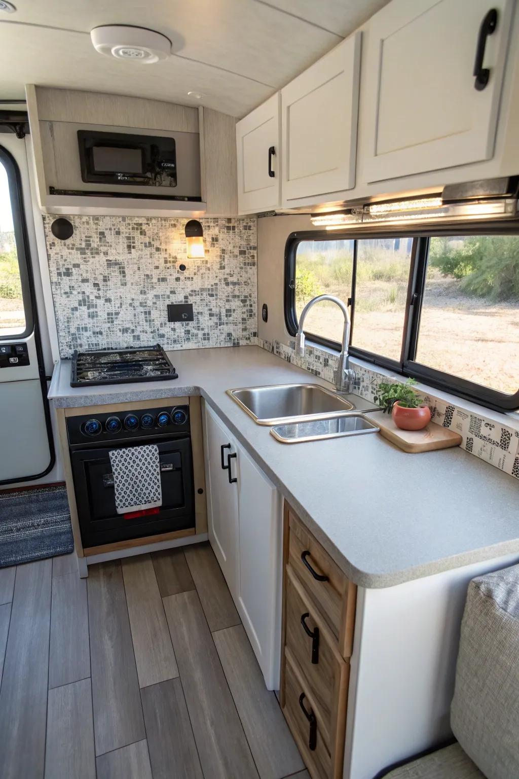 Smart backing designs optimize space in your RV kitchen.