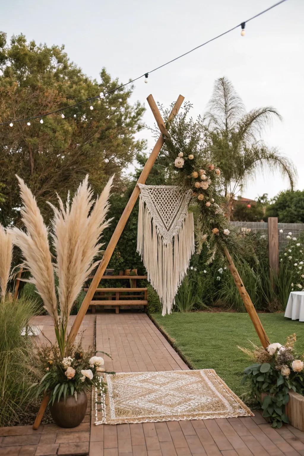 A bohemian triangle arch for a laid-back, fashionable setting.