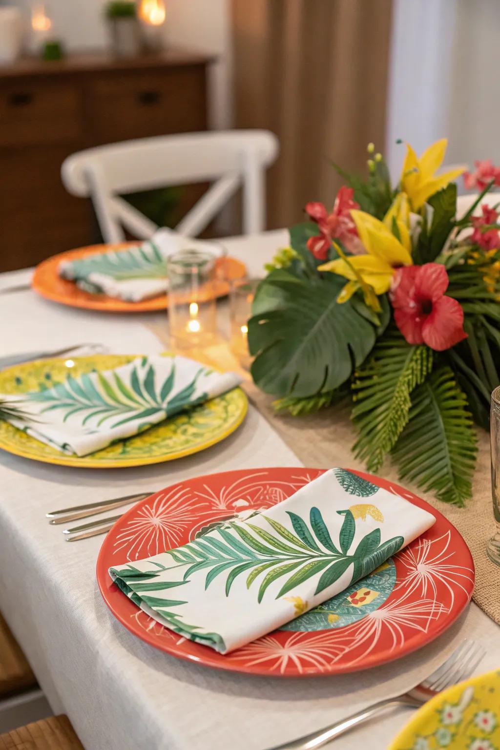 Themed tableware ties all components together.