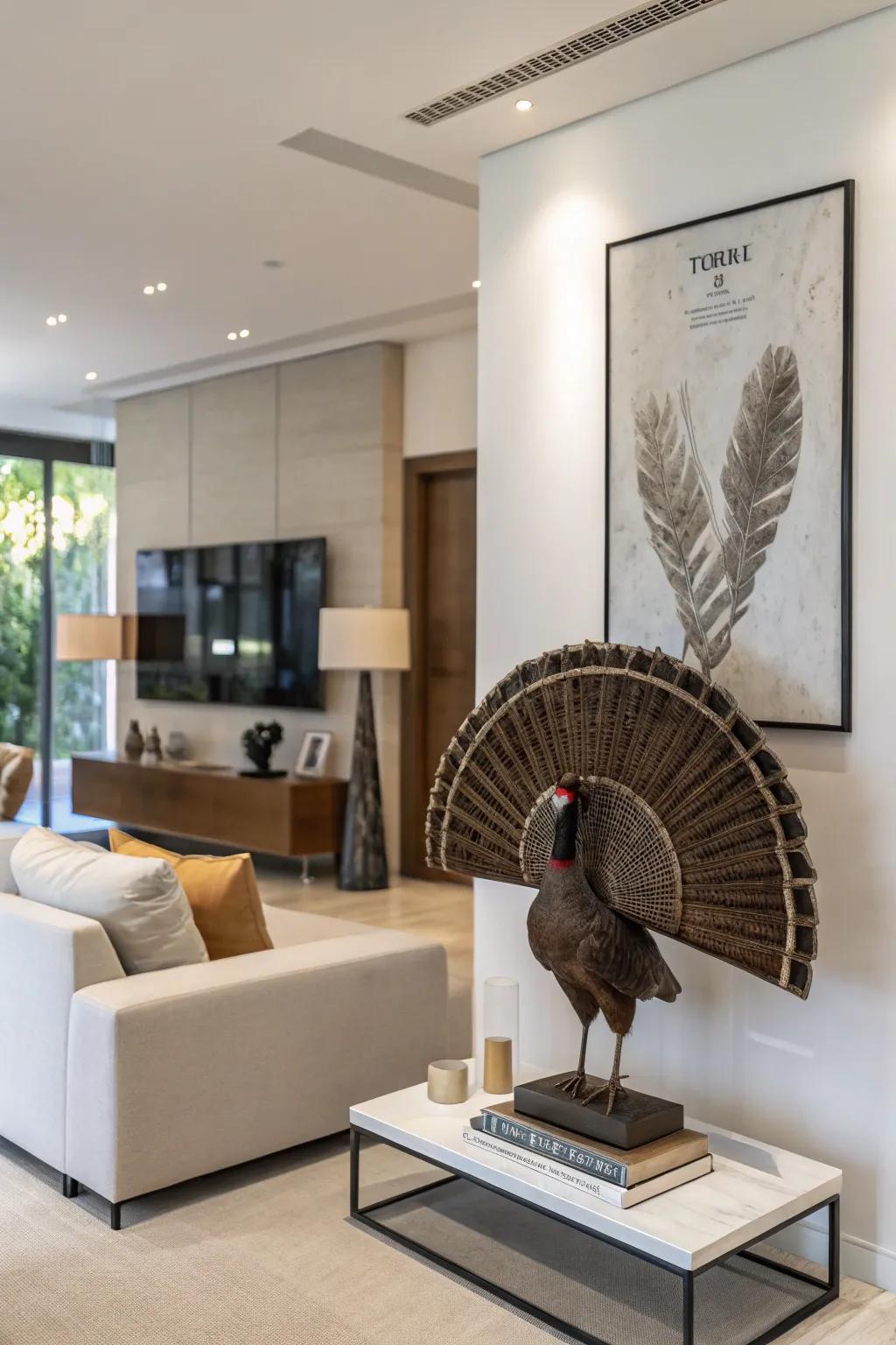 A simple mount that lets the beauty of the turkey fan shine.