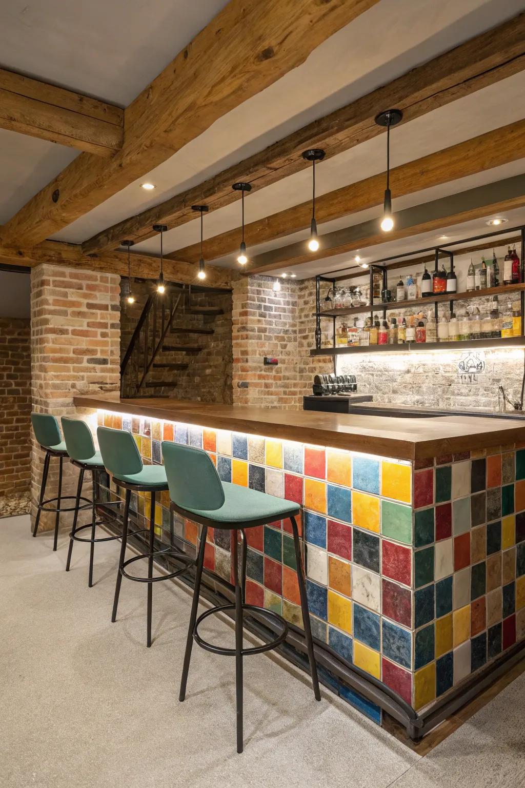A distinctive backsplash gives the bar a dash of personality.