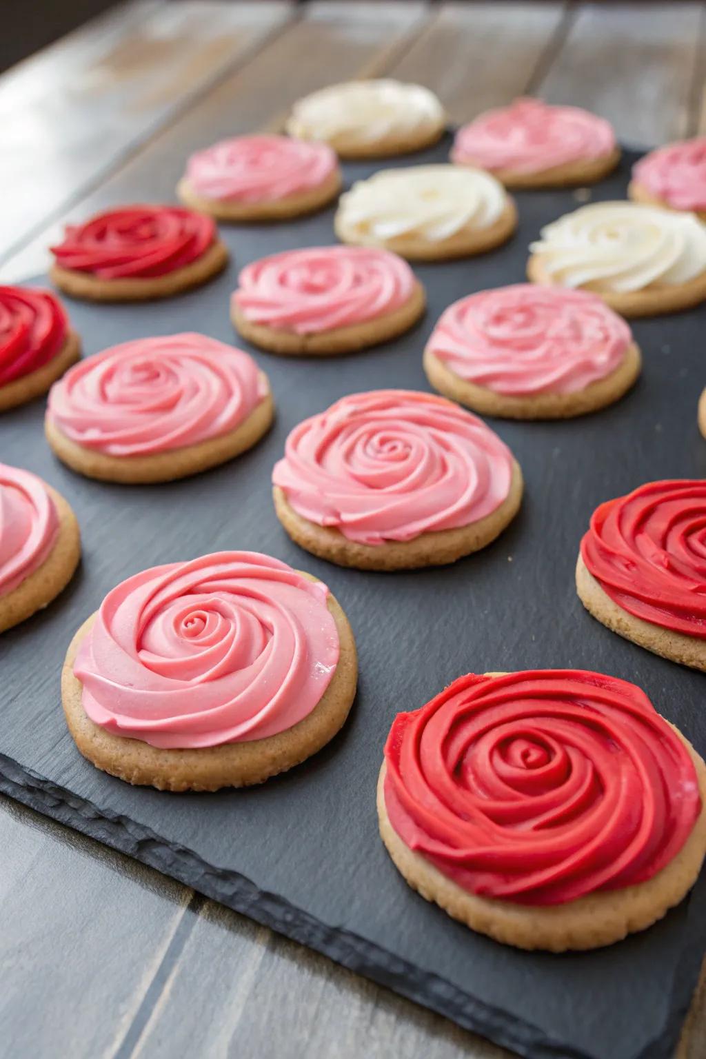 Swirled roses for an elegant touch.