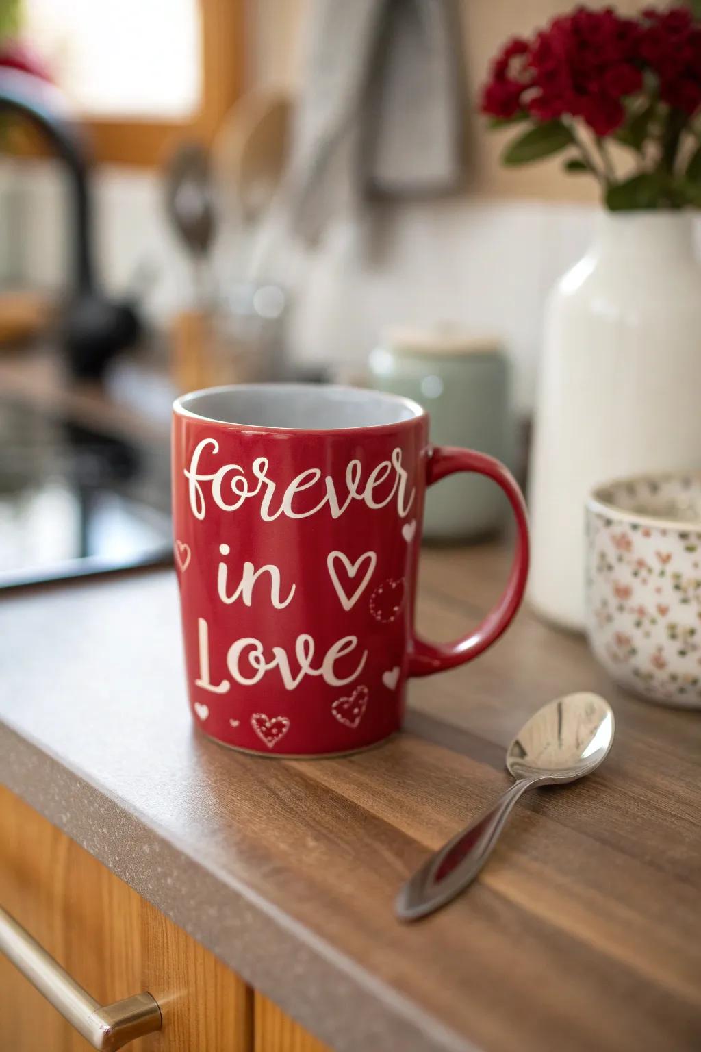 A charming coffee cup carrying a heartfelt message