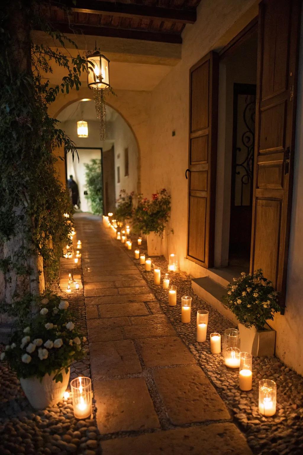 Add drama with an illuminated route directing to a special surprise.