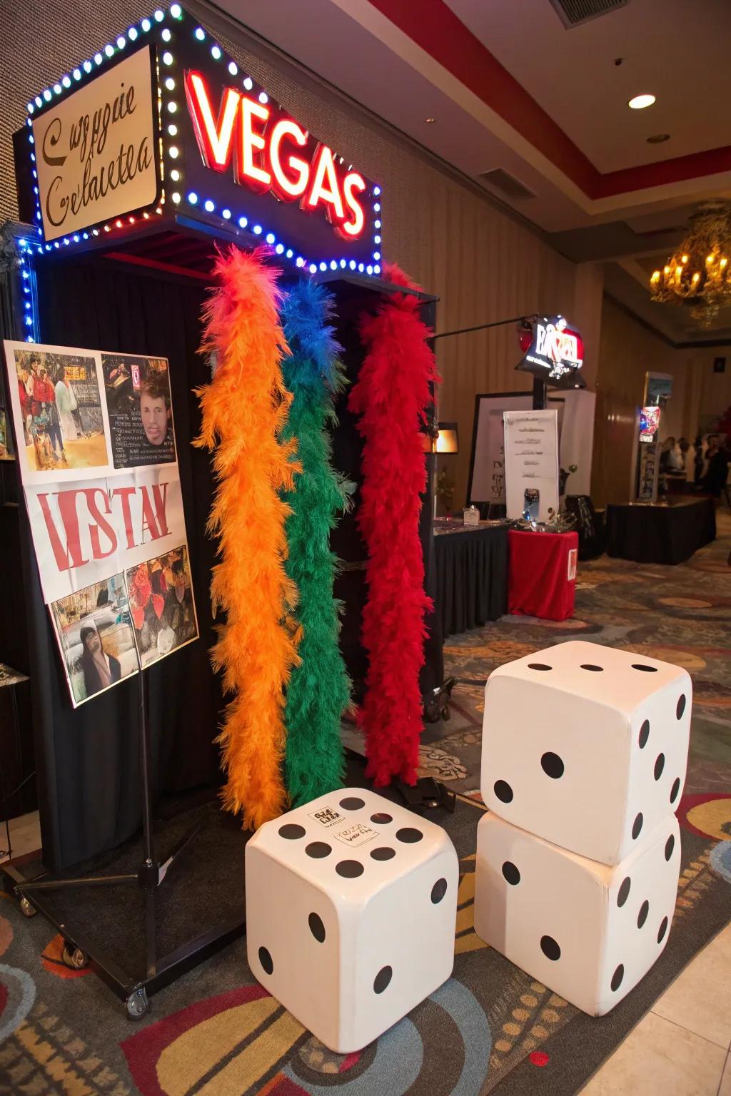 A Vegas-themed picture corner is ideal for fun memories.