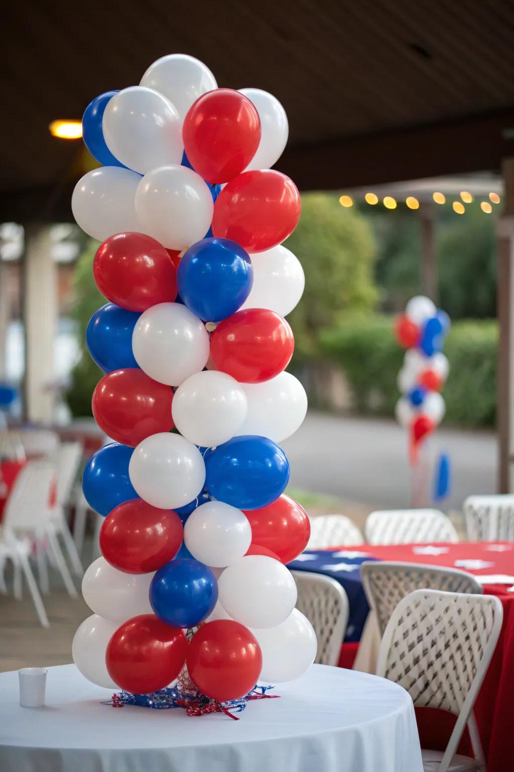 A playful balloon cascade injecting a celebratory atmosphere.