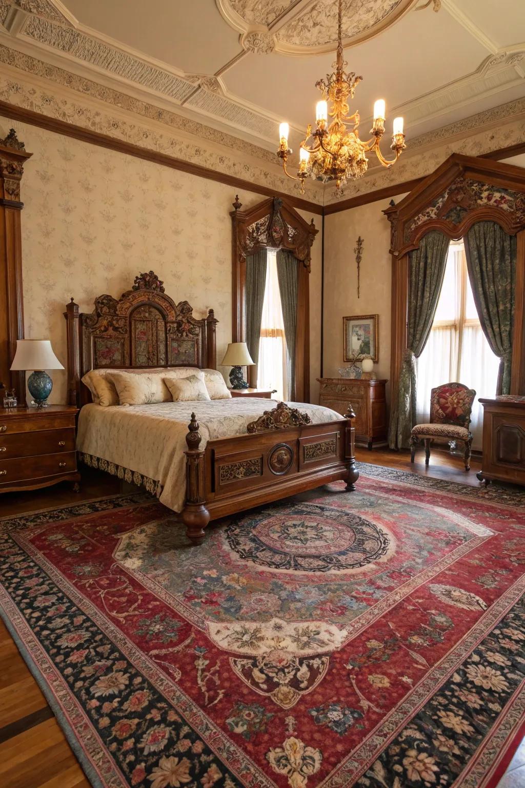 Detailed Persian-inspired carpets add texture and warmth.