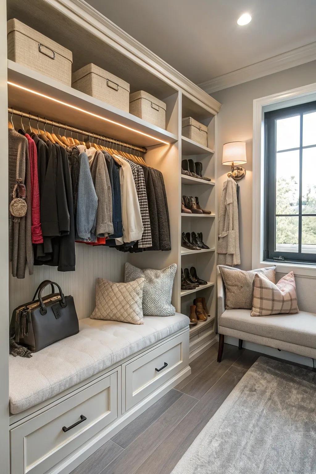 A seating enclave introduces a touch of indulgence and ease.