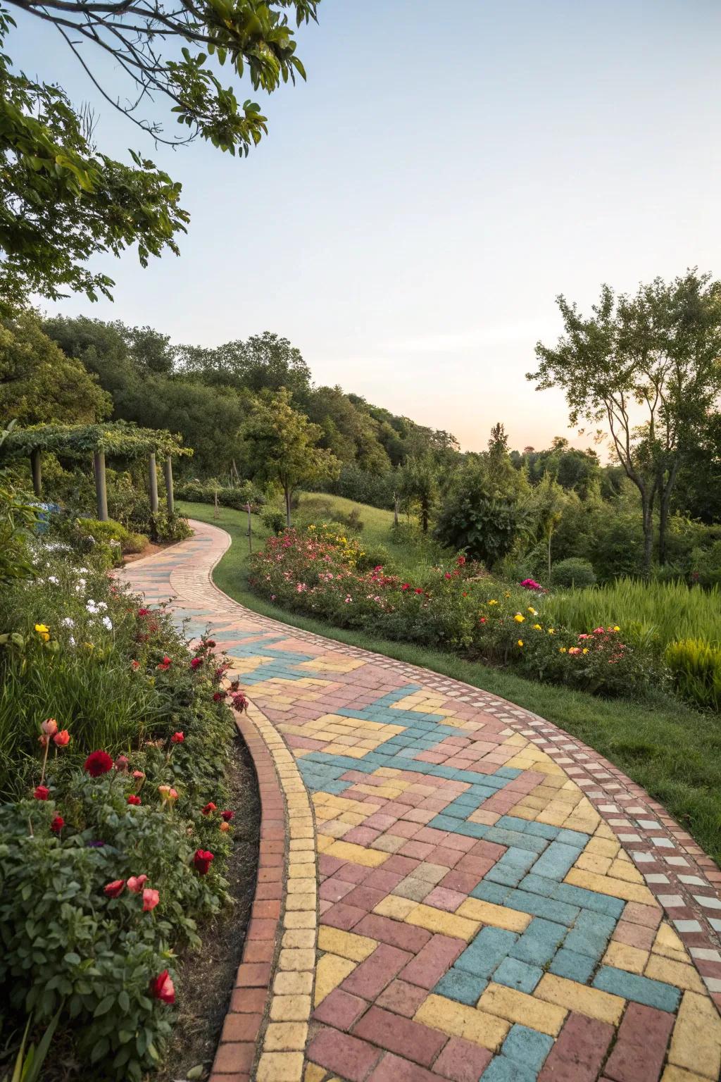 Patterned blocks instill dynamic appeal to your garden walkway.