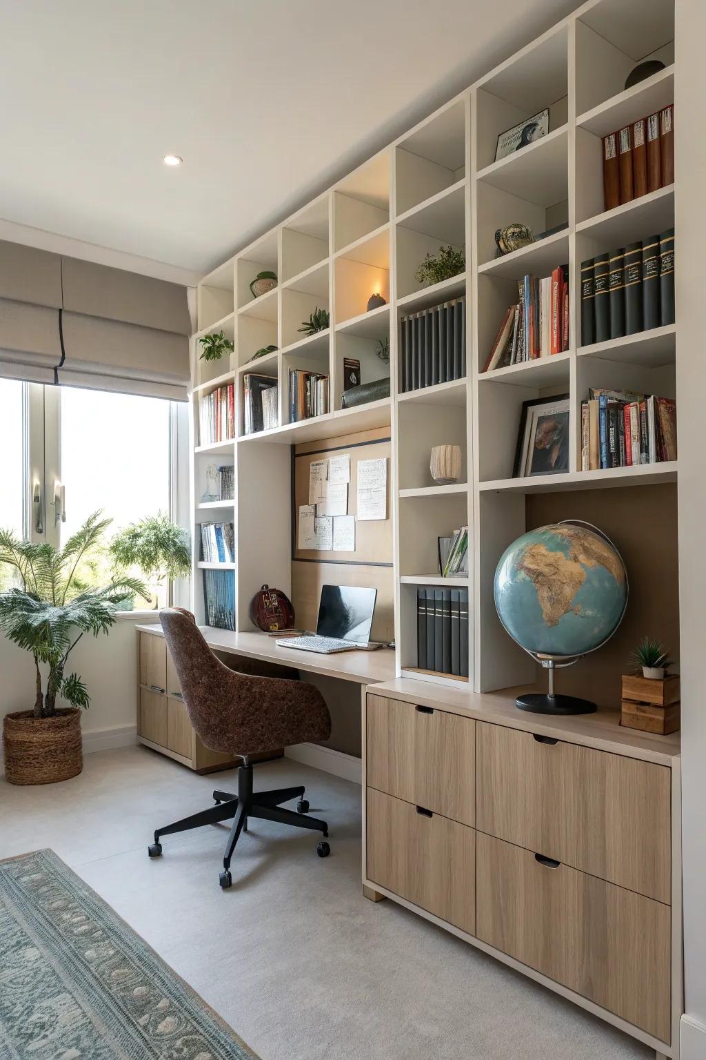 Unite function and style with sizable wall cubes.