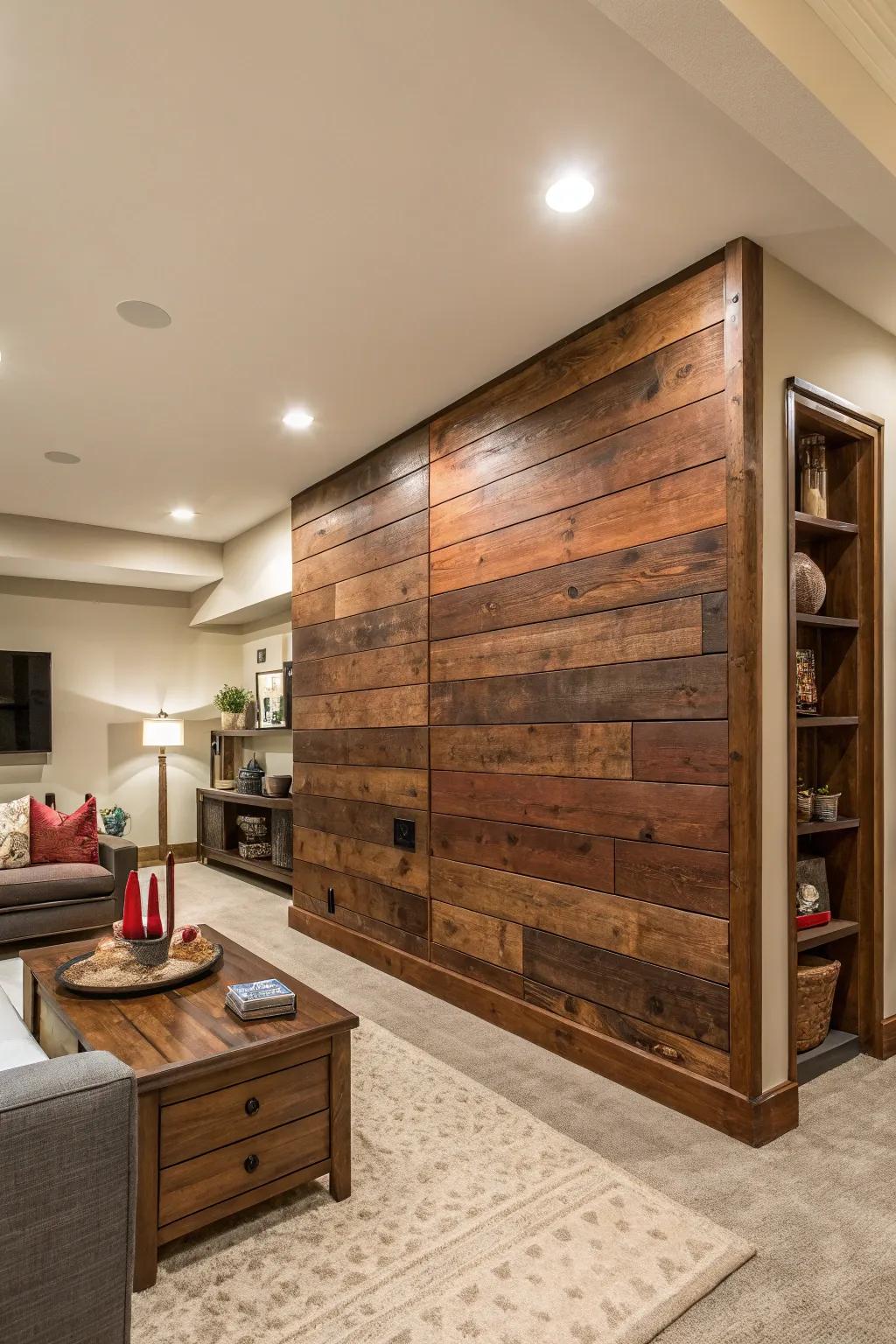 Make a statement through a vibrant timber accent wall.