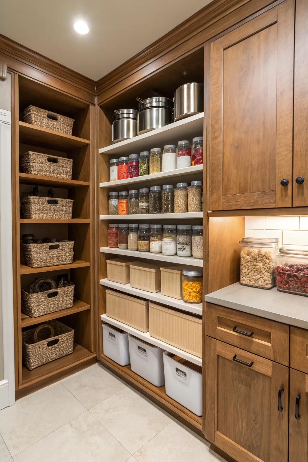 Adaptable shelving offering versatile storage solutions.