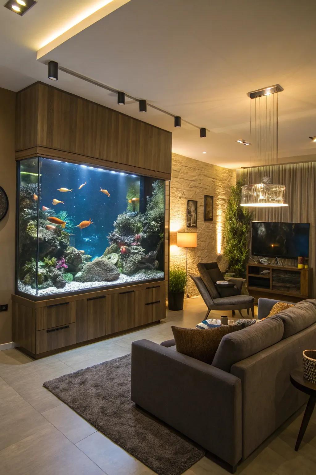 An aquarium introduces life and tranquility to your space.