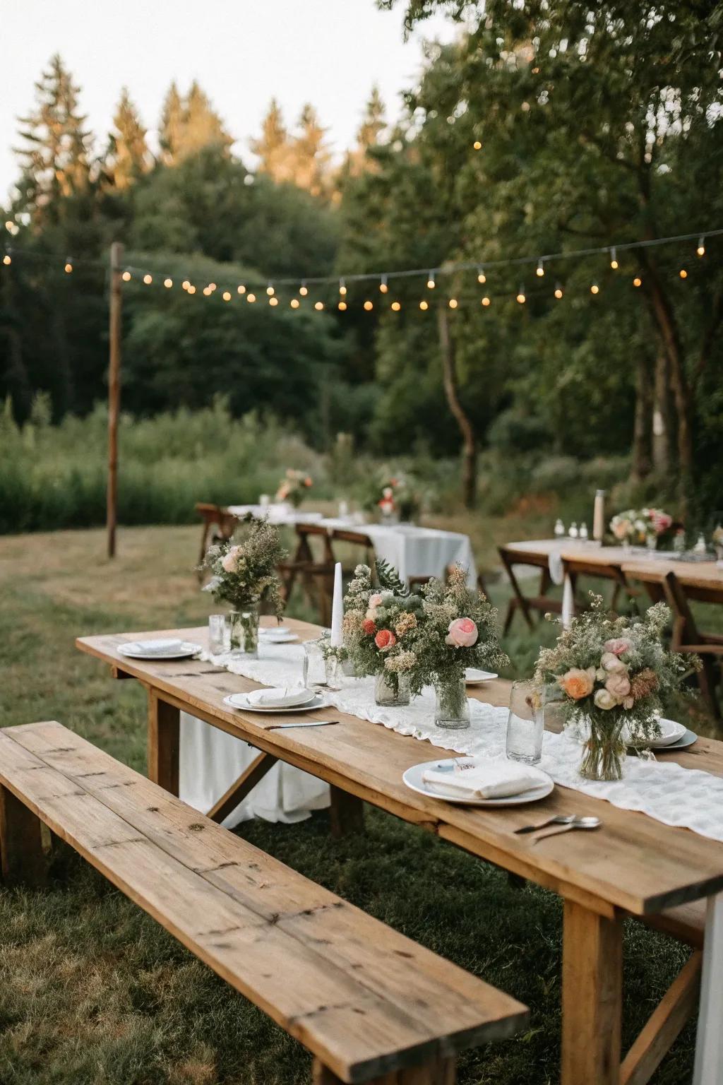 Outdoor settings provide a countryside charm ideal for weddings.