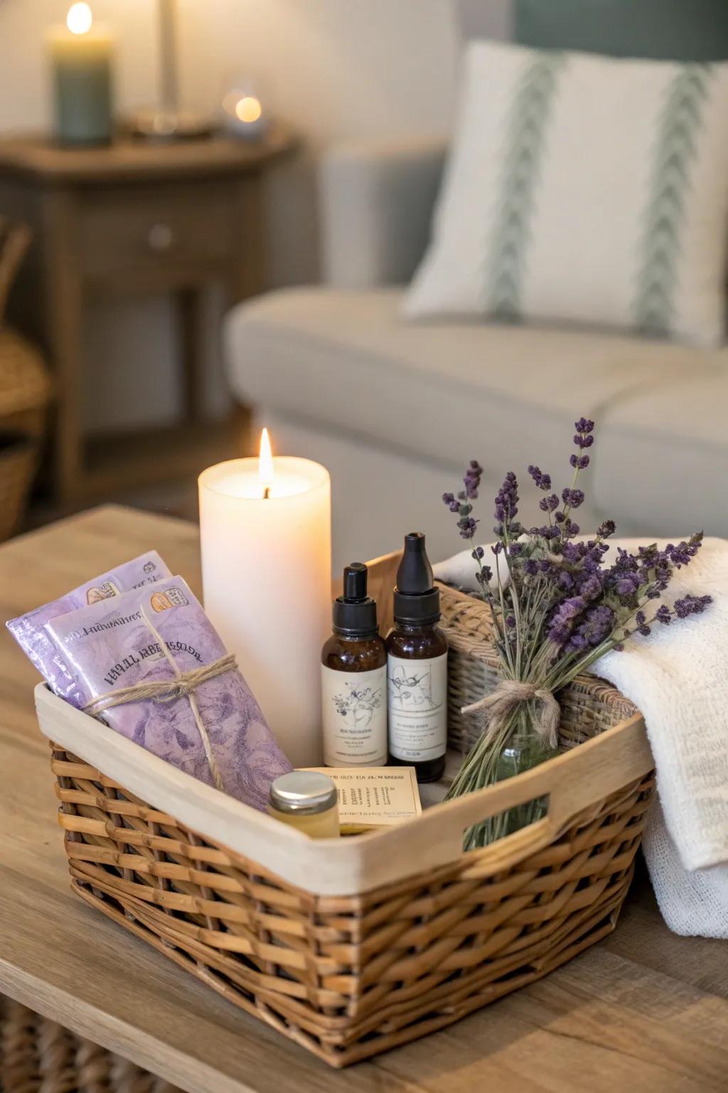 An aroma wick introduces a mood of serenity and warmth.