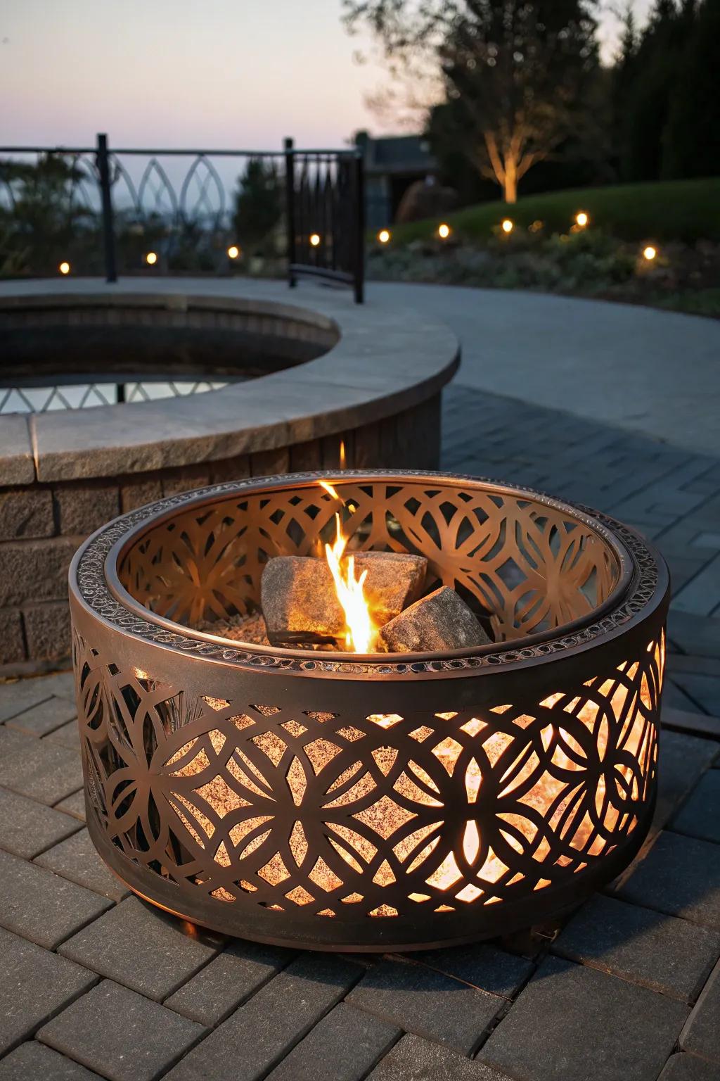 With this gorgeous, handcrafted metal fire pit, you can light up your backyard parties!