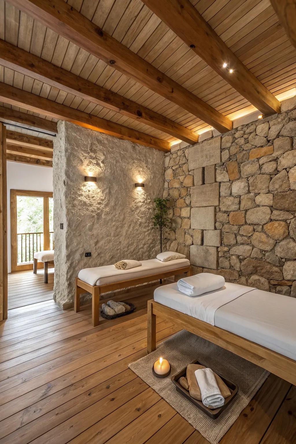 Earthy elegance: Nature's touch in your wellness sanctuary.