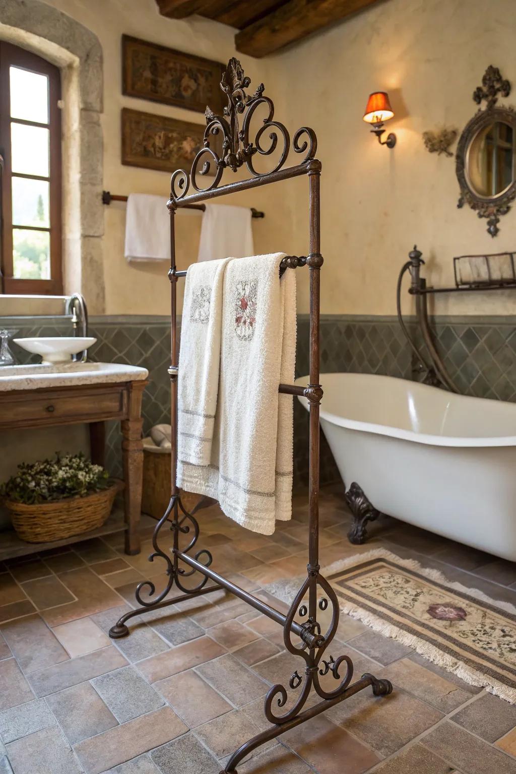 The classic country style is enhanced by metal fixtures.
