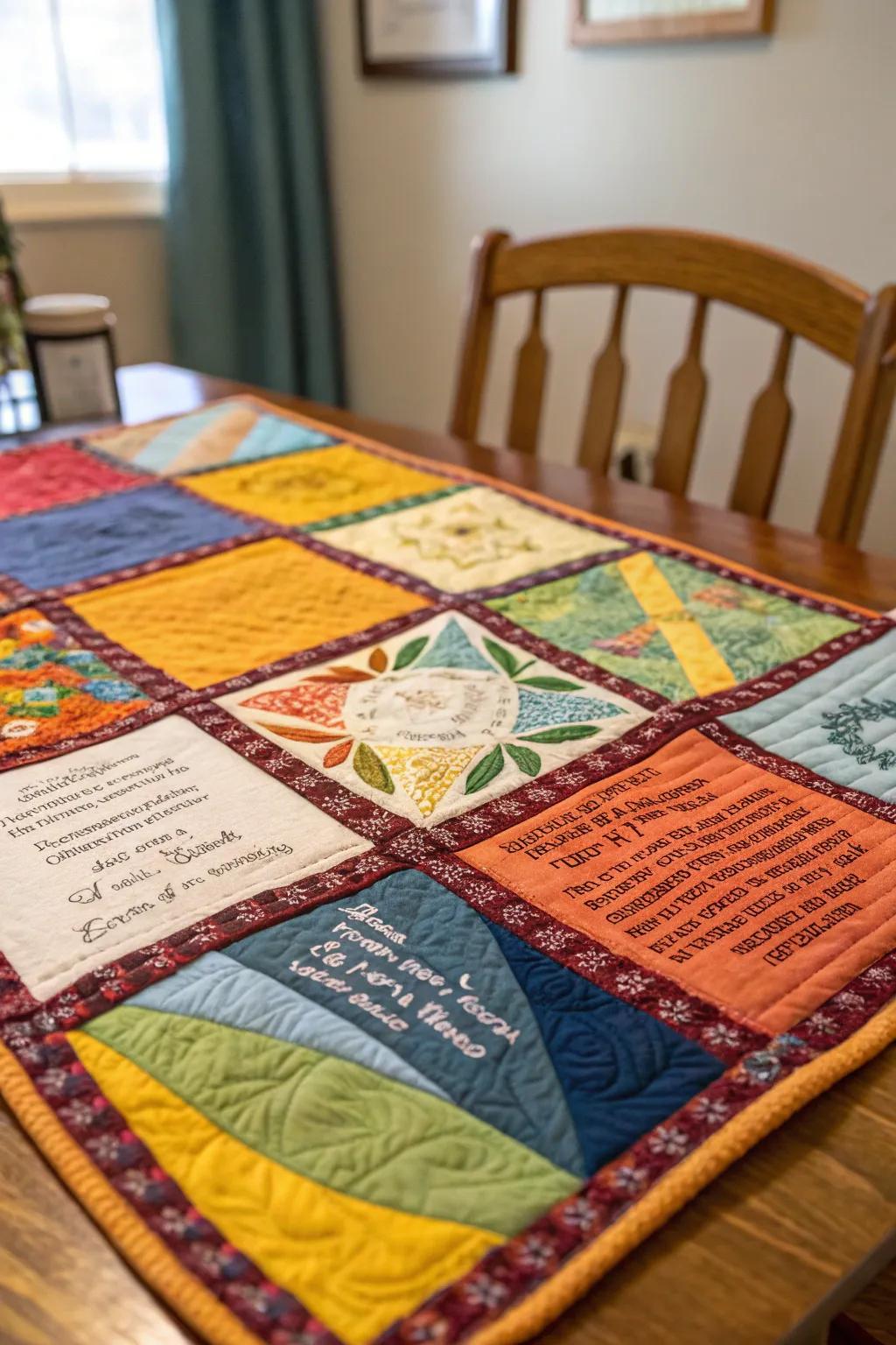 A comforting quilt filled with shared memories and love.