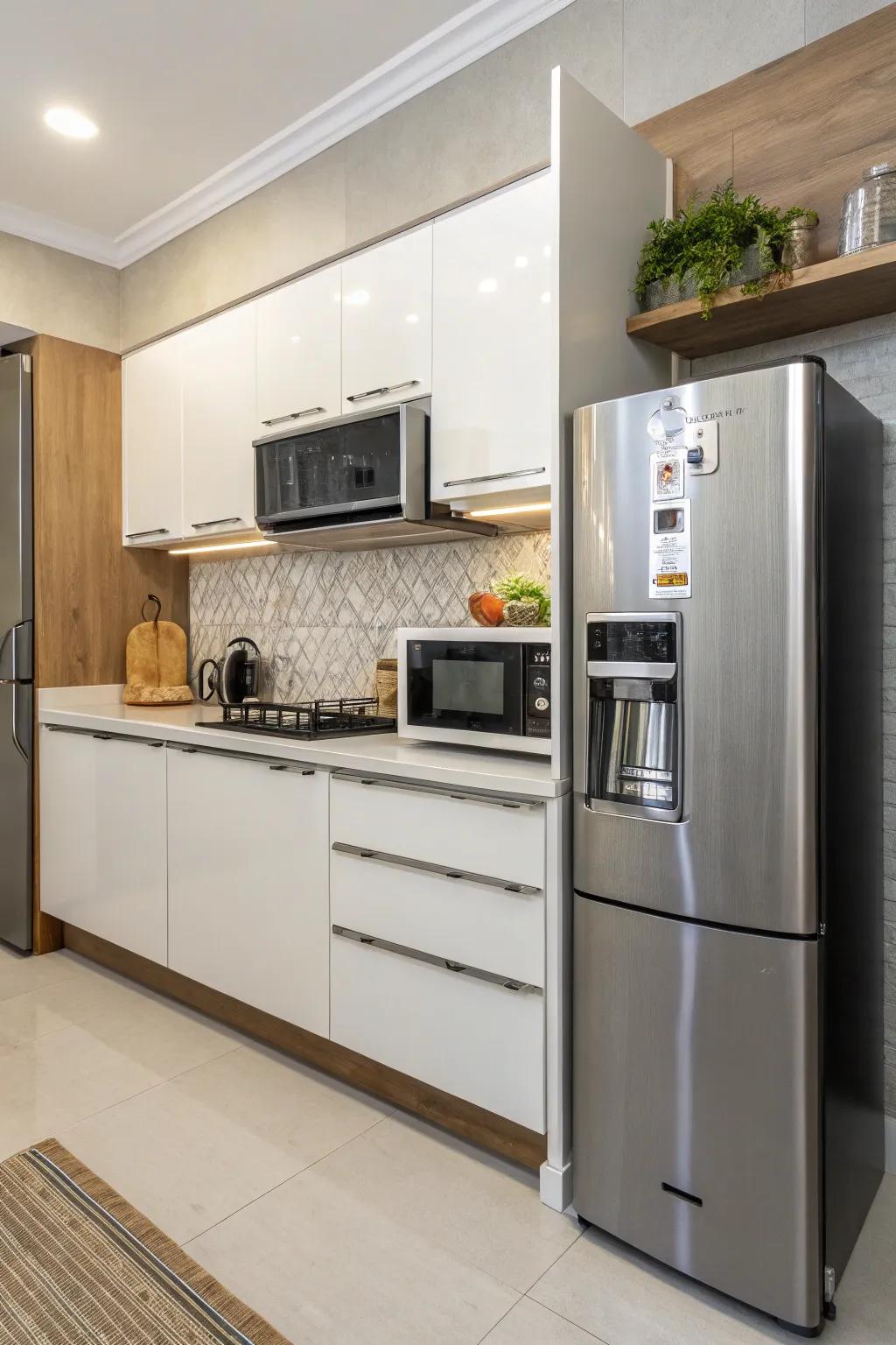 Arranging your speed oven next to the refrigerator streamlines your kitchen routines.