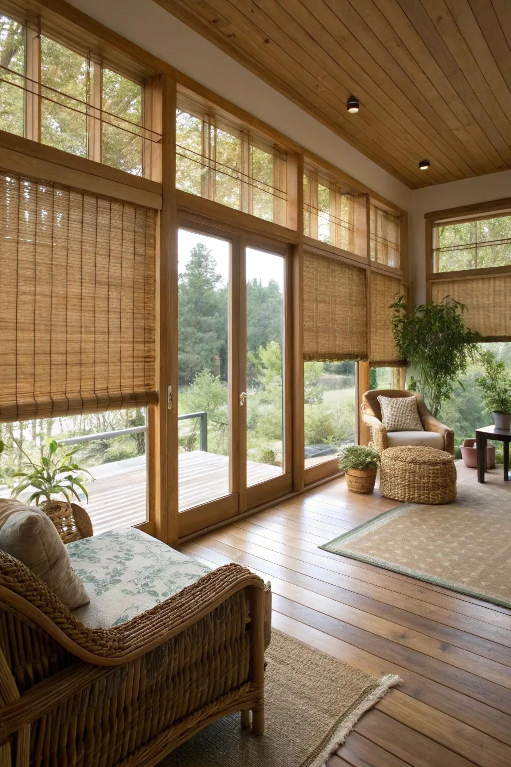 Woven shades impart natural coziness to any space.