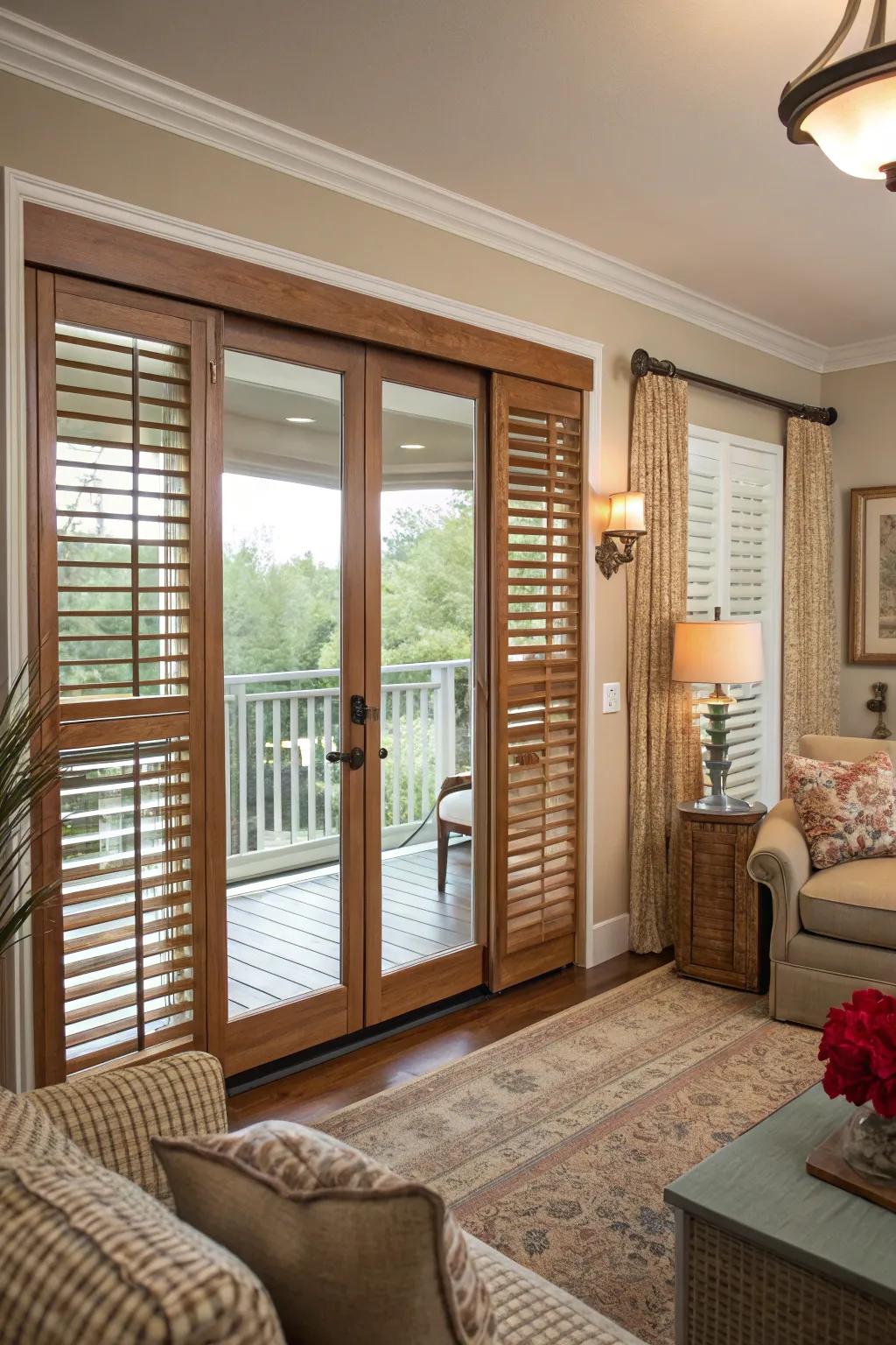 Indoor shutters offer timeless charm and practicality.