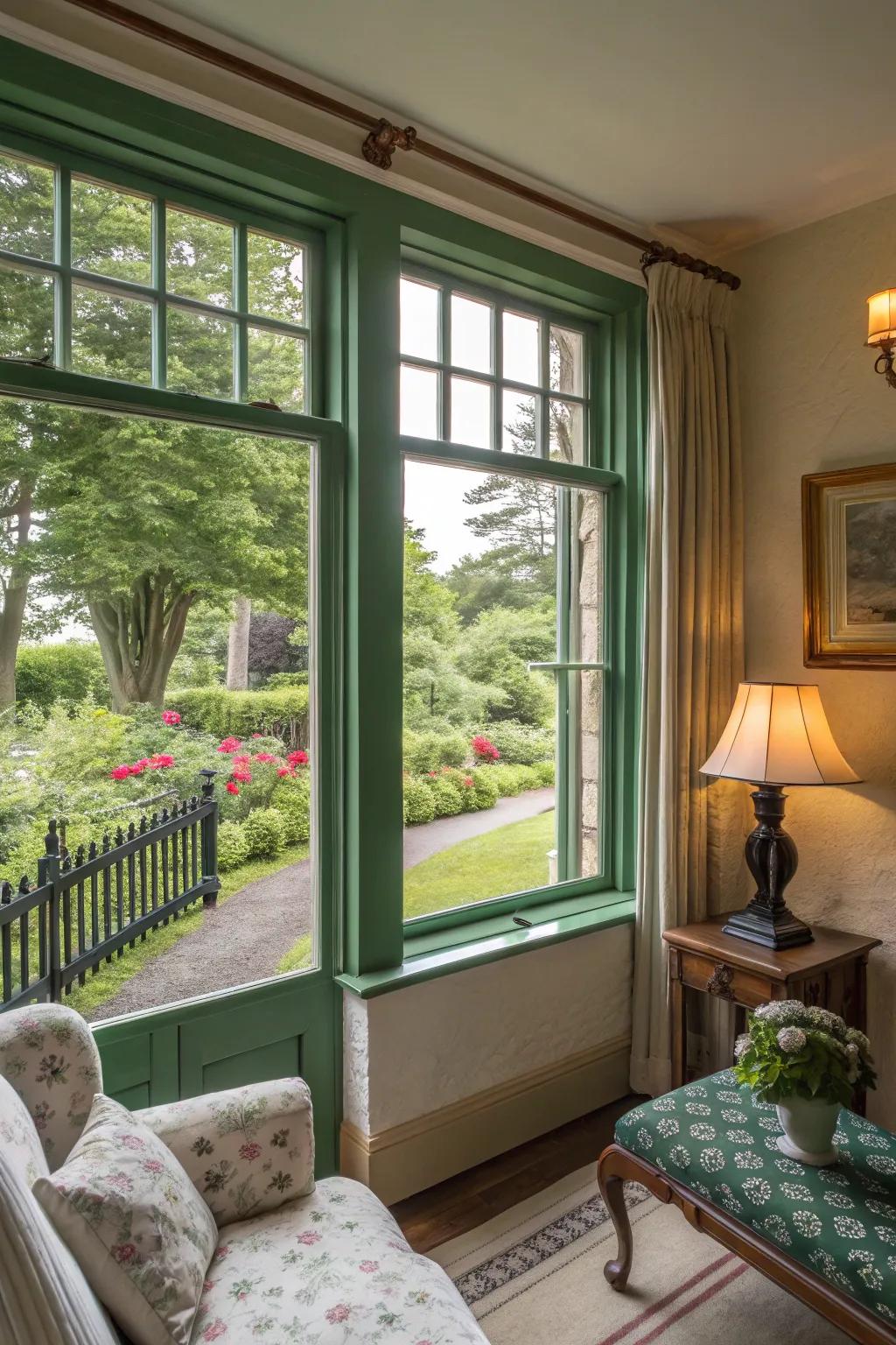 Leafy green trim brings nature indoors.