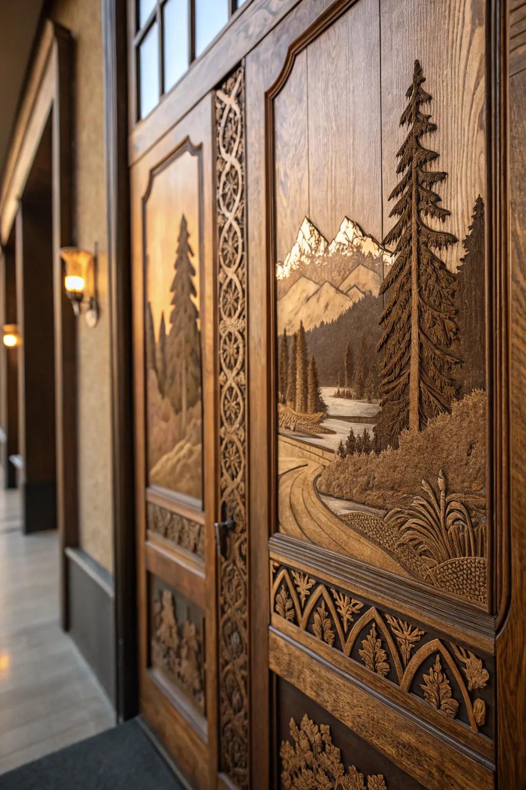 Bring nature's beauty indoors with intricately engraved wooden wall panels.