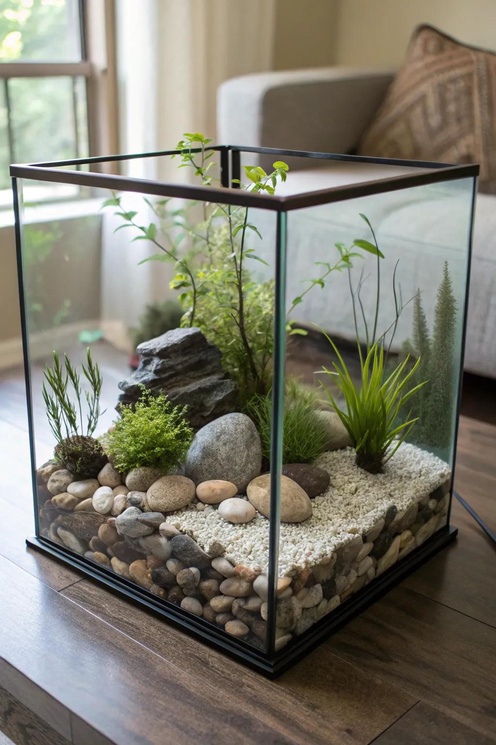 Fashion a peaceful Zen garden in your aquarium.