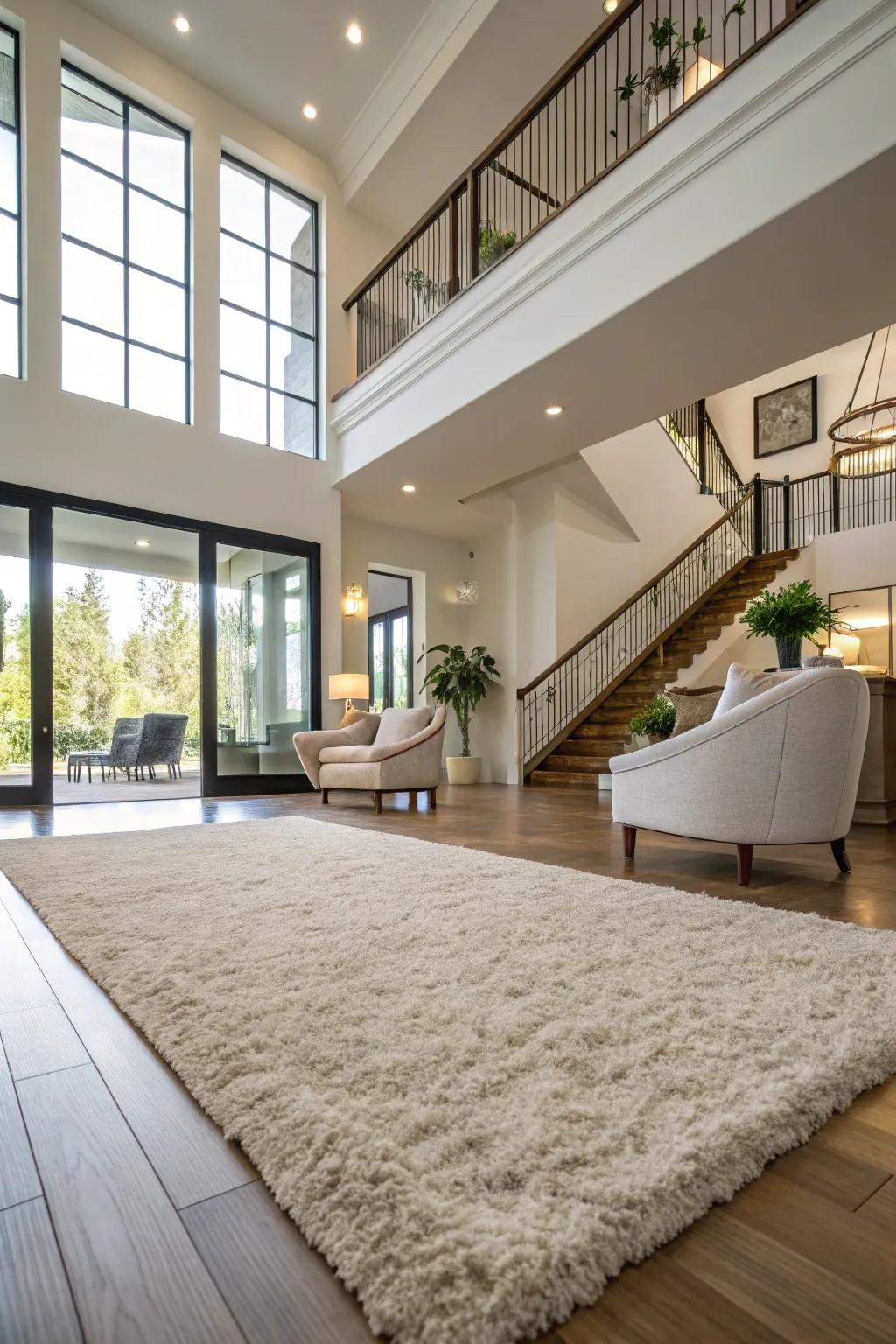 A luxurious ground covering defines the setting and contributes warmth.